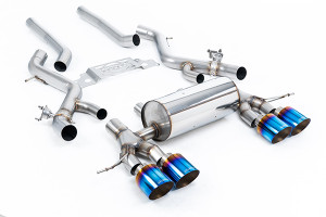 Milltek Non-Resonated Secondary Cat Back System with GT-115 Burnt/Blue Titanium Trims