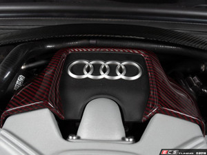 Audi 3.0T Carbon Fiber Engine Cover Kit - Red