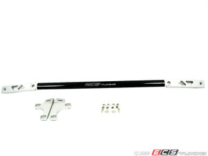 E9X 325/328/330 Flat Oval Carbon Fiber Strut Brace With Silver End Plates