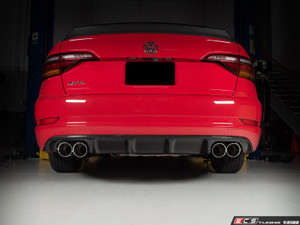MK7 Jetta Quad Exit Cat-Back Exhaust System - With Carbon Fiber Rear Diffuser & 3.5"  Chrome Tips