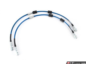 MK8 Golf R Exact-Fit Stainless Steel Brake Line Kit - Front & Rear Set - Blue