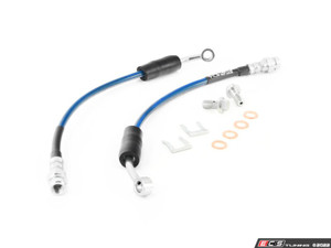 Rear Exact-Fit Stainless Steel Brake Lines - Blue