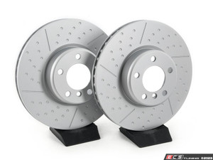 Front V5 Dimpled & Slotted Brake Rotors - Set (340x30)