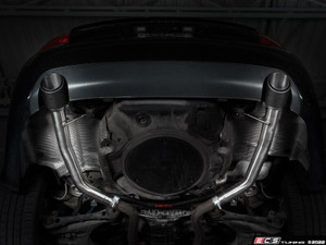 B6 S4 Muffler Delete Kit - With 4.0" Black Chrome Tips