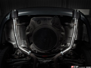 B6 S4 Muffler Delete Kit - With 4.0" Black Chrome Tips