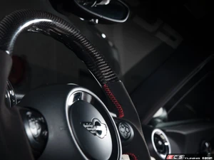 ECS MINI Cooper Flat Bottom Carbon Fiber Steering Wheel (Carbon/Alcantara/Red Stitching) NO RED Center Stripe - Gen 2