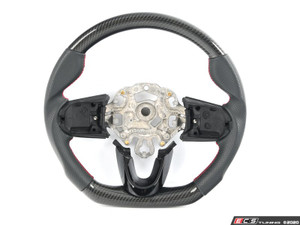 ECS MINI Cooper Flat Bottom Carbon Fiber Steering Wheel (Carbon/Perforated Leather/Red Stitching) NO RED Center Stripe - Gen 3