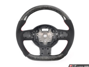 ECS MINI Cooper Flat Bottom Forged Carbon Fiber Steering Wheel ( Forged Carbon/Alcantara/Red Stitching) NO Red Center Stripe- Gen 2