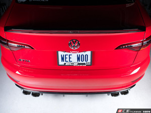 MK7 Jetta Quad Exit Cat-Back Exhaust System - With Carbon Fiber Rear Diffuser & 3.5"  Black Chrome Tips