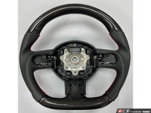 ECS MINI Cooper Flat Bottom Carbon Fiber Steering Wheel (Carbon/Alcantara/Red Stitching/Red Center Stripe)- Gen 2