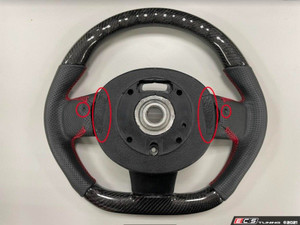 ECS MINI Cooper Flat Bottom Carbon Fiber Steering Wheel (Carbon/Alcantara/Red Stitching/Red Center Stripe)- Gen 2