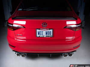 MK7 Jetta Quad Exit Cat-Back Exhaust System - With Gloss Black Rear Diffuser & 3.5"  Chrome Tips