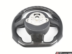 B8.5 Manual Carbon Fiber Steering Wheel - Perforated Leather With Silver Stitching