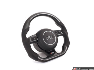 B8.5 DSG Carbon Fiber Steering Wheel - Perforated Leather With Silver Stitching
