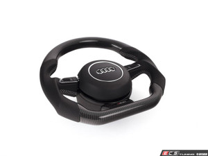 B8.5 DSG Carbon Fiber Steering Wheel - Perforated Leather With Silver Stitching