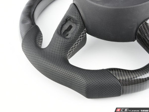 B8.5 DSG Carbon Fiber Steering Wheel - Perforated Leather With Silver Stitching