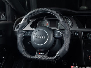 B8.5 DSG Carbon Fiber Steering Wheel - Perforated Leather With Silver Stitching