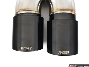 Turner Motorsport Double Wall Slash Cut Exhaust Tip - 2.75 Inlet - 3.5 OD - Stepped Left - Titanium Black Chrome