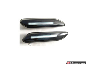 Black Line Lens Amber Flash LED Turn Signal Set
