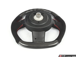 ECS MINI Cooper Flat Bottom Carbon Fiber Steering Wheel (Carbon/Alcantara/Red Stitching) NO RED Center Stripe - Gen 1 Three Spoke