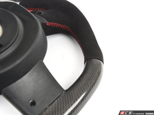 ECS MINI Cooper Flat Bottom Carbon Fiber Steering Wheel (Carbon/Alcantara/Red Stitching) NO RED Center Stripe - Gen 1 Three Spoke
