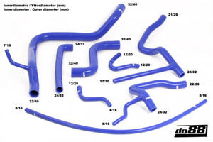do88 SAAB 900 Turbo T8 1981-1989 Coolant hoses Blue - do88-kit131B