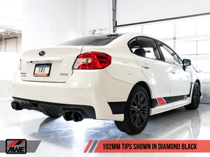 AWE Track Edition Exhaust for VA / GV WRX / STI Sedan - Diamond Black Quad Tips (102mm)