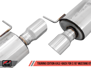 AWE Touring Edition Axle-back Exhaust for the S197 Ford Mustang GT - Chrome Silver Tips