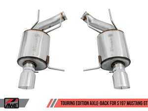 AWE Touring Edition Axle-back Exhaust for the S197 Ford Mustang GT - Chrome Silver Tips