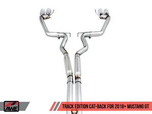 AWE Track Edition Cat-back Exhaust for the 2018+ Mustang GT - Quad Chrome Silver Tips