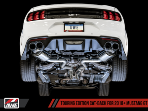 AWE Touring Edition Cat-back Exhaust for the 2018+ Mustang GT - Quad Chrome Silver Tips