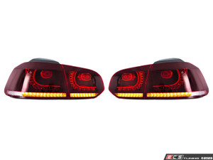 MK6 European LED Dynamic Tail Light Set - Dark Red/Clear | ES4810455