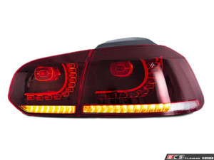MK6 European LED Dynamic Tail Light Set - Dark Red/Clear | ES4810455