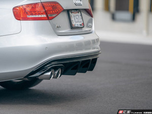 B8 A4 Pre-Facelift (09-12) S-line Rear Diffuser - Single Exit - Gloss Black | ES4701364