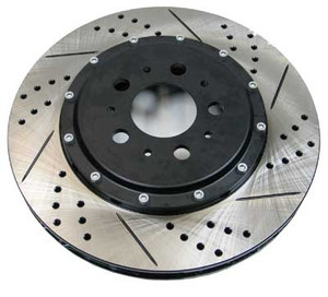 Rear 2 Piece Cross Drilled & Slotted Replacement Rotors Pair - S60R & V70R