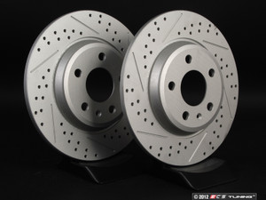 Rear Cross Drilled & Slotted Brake Rotors - Pair (300x12)