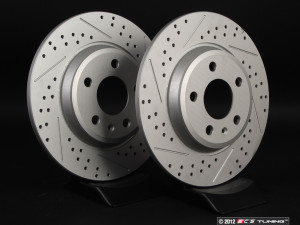 Rear Cross Drilled & Slotted Brake Rotors - Pair (300x12)