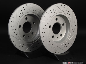 Rear Cross Drilled & Slotted Brake Rotors - Pair (300x12)