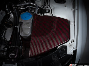 B8 S4 Carbon Fiber Left Side Engine Bay Cover - Red Carbon/Kevlar
