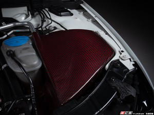 B8 S4 Carbon Fiber Left Side Engine Bay Cover - Red Carbon/Kevlar