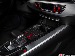 Audi B9 Billet Aluminum Control Ring Kit - NOTCHED - Red Anodized Small MMI