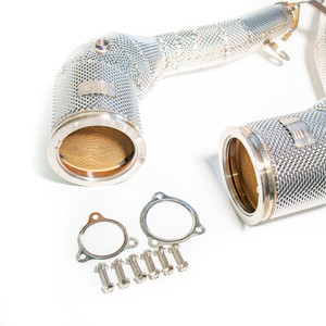 EST High Flow Catted Downpipe w/Heat Shield - Audi C8 S6 / S7 2.9T