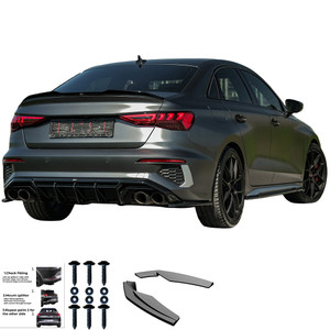 Rear Side Splitters Gloss Black - AUDI S3 / A3 S-Line 8Y ( Sedan ) 2020-2024