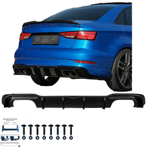 Rear Diffuser Gloss Black - AUDI S3 Sedan 8V Facelift 2016-2020