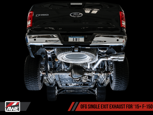 AWE 0FG Single Exit Exhaust for 15+ F-150 - 4.5" Chrome Silver Tips