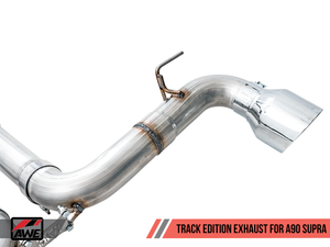 AWE Track Edition Exhaust for A90 Supra - 5 Chrome Silver Tips"