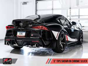 AWE Track Edition Exhaust for A90 Supra - 5 Chrome Silver Tips"