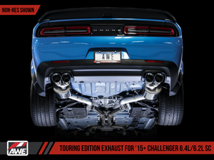 AWE Touring Edition Exhaust for 15+ Challenger 6.4 / 6.2 SC - Non-Resonated - Chrome Silver Quad Tips