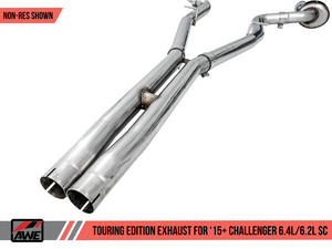 AWE Touring Edition Exhaust for 15+ Challenger 6.4 / 6.2 SC - Non-Resonated - Diamond Black Quad Tips