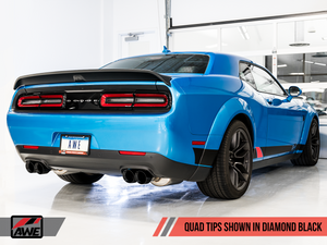 AWE Touring Edition Exhaust for 15+ Challenger 6.4 / 6.2 SC - Non-Resonated - Diamond Black Quad Tips